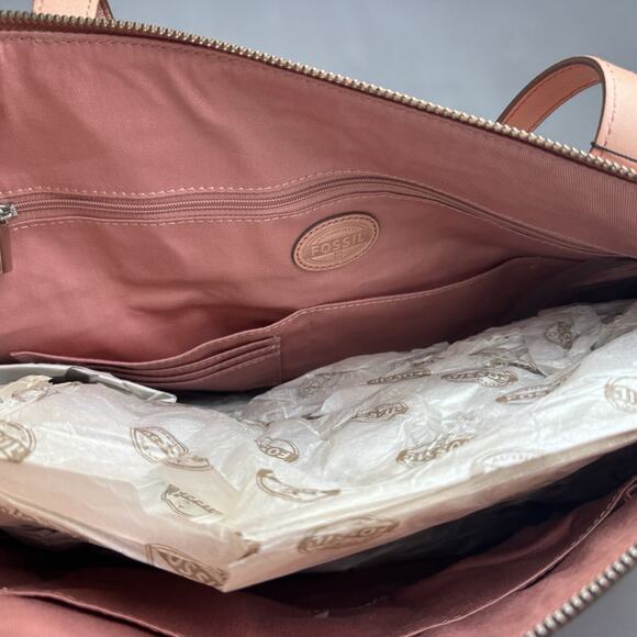 Fossil Womens Purse Sydney Shopper Candy Pink Leather 2 Strap Shoulder Tote NWT - Picture 13 of 14